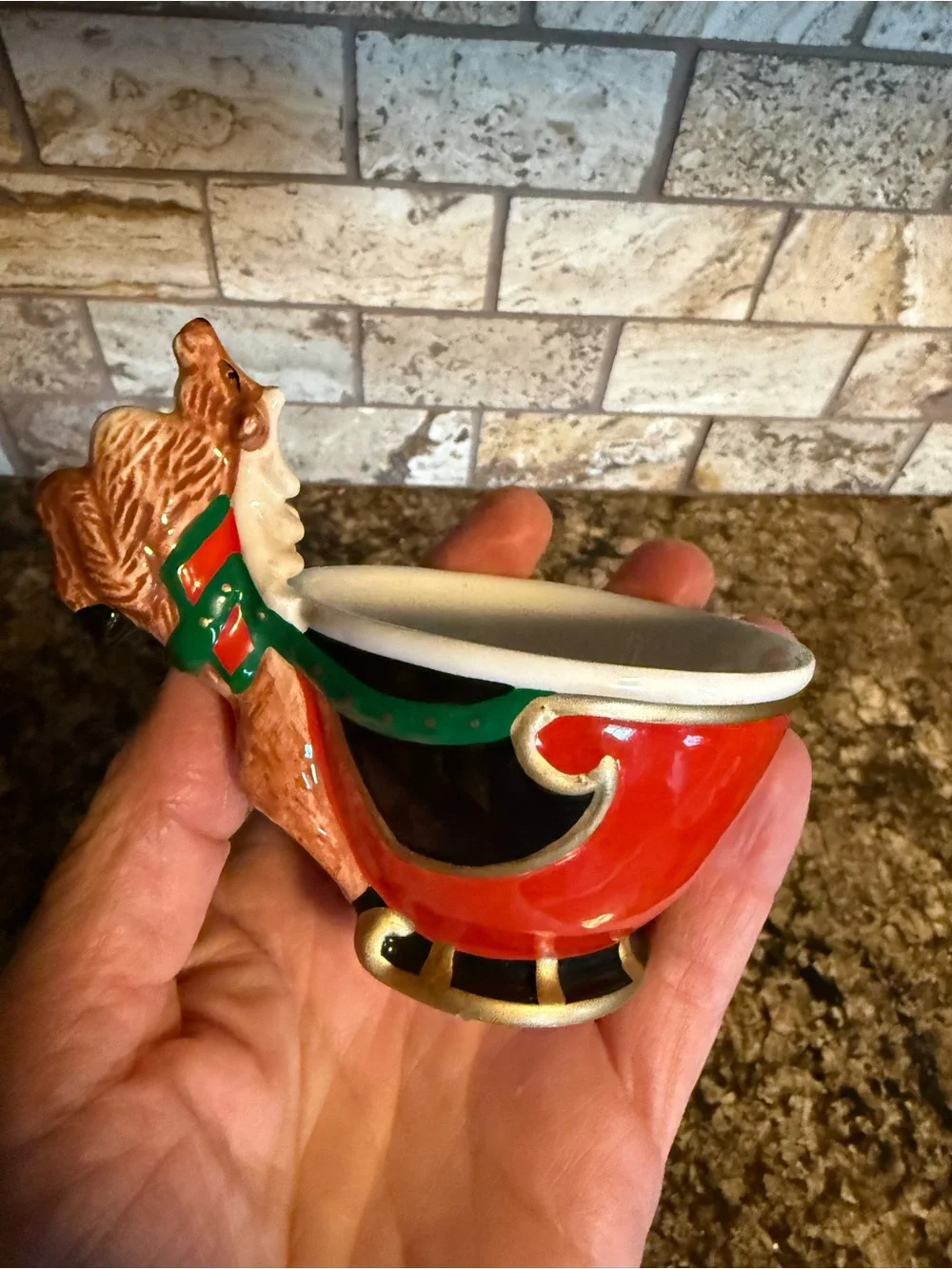 Dept 56 Christmas Tea Santa Reindeer Replacement Tea Cups 3 Jolly St. Nick